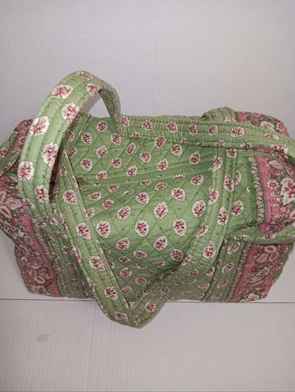 VERA BRADLEY QUILTED COTTON "GREEN-LEAF" WEEKENDER BAG - Picture 10 of 11